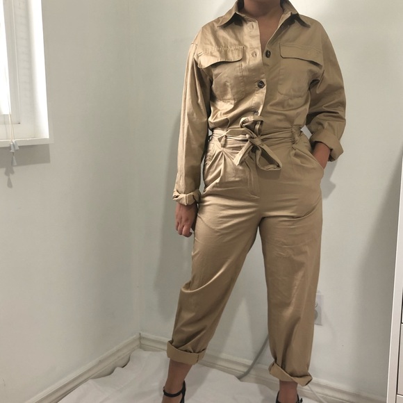 Tan long sleeve Jumpsuit - Picture 5 of 5